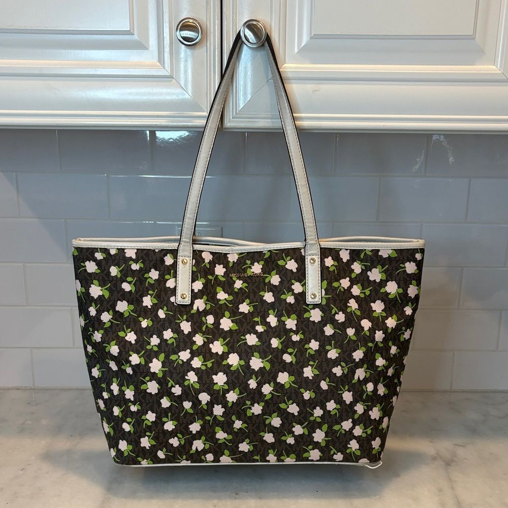 Michael Kors Bag Purse Handbag Floral Carter  XL Open Carry All Tote Pocketbook